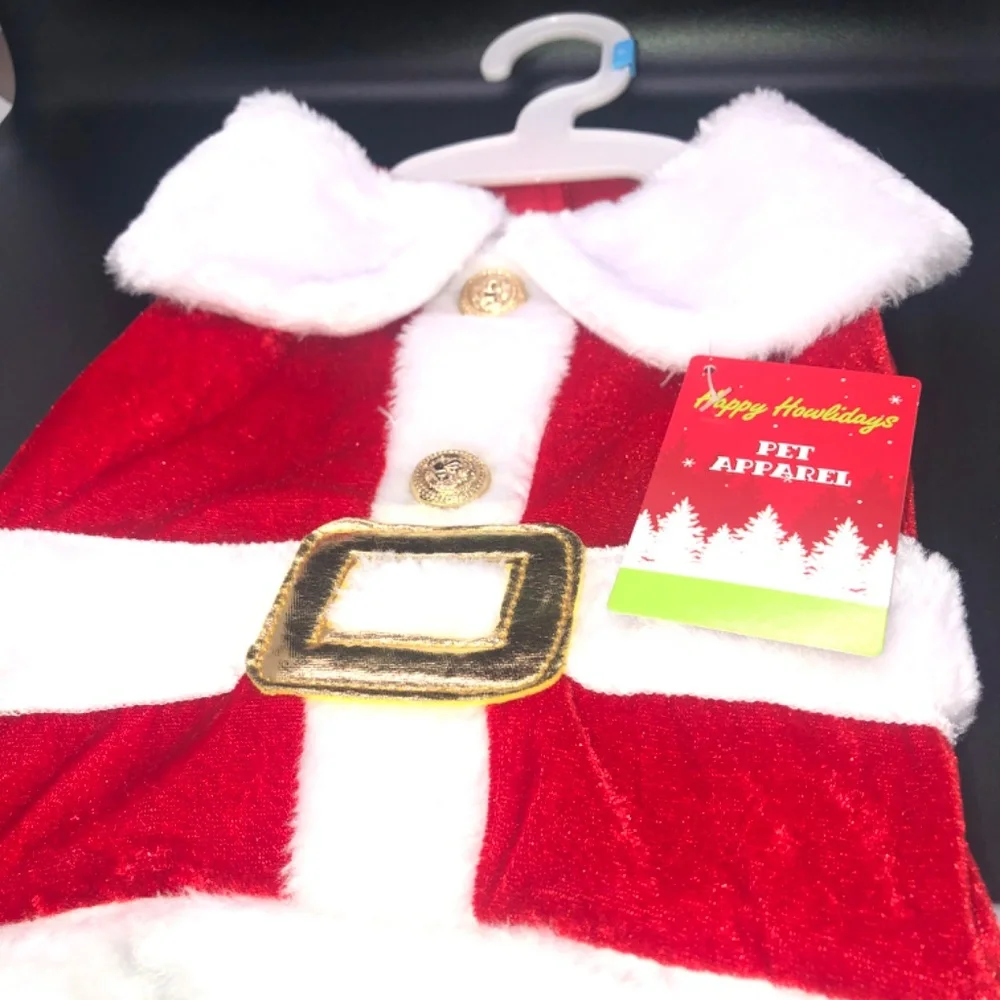 Happy Holidays PET APPAREL Santa Suit Outfit  -Size Small  Cat Dog Dog Clothes